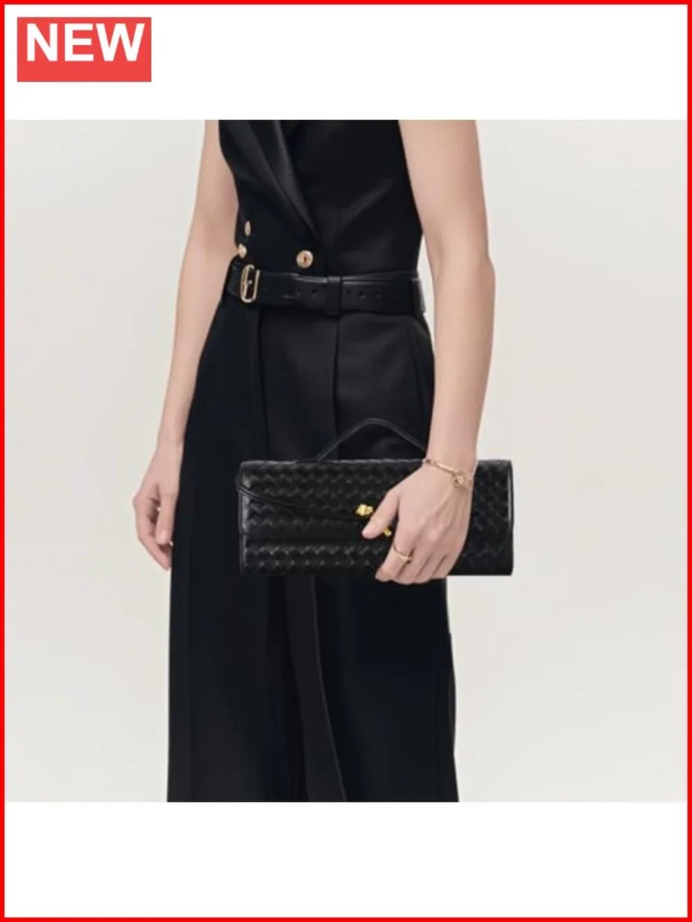 EGCUQ PU Leather Woven Evening Clutch with Adjustable Strap